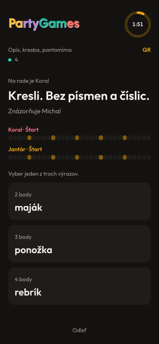 Výber pojmu za 2, 3 alebo 4 body