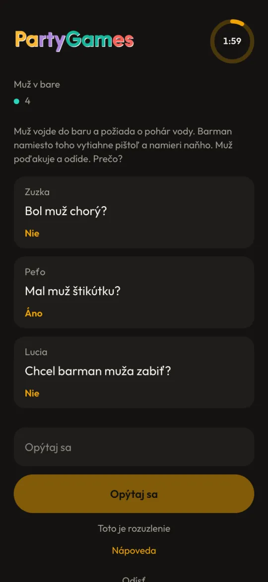 Čierne historky: rozprávač odpovedá áno alebo nie